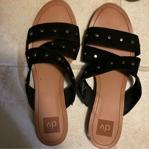 DV by Dolce Vita Black and Silver Sandals with Studded Straps